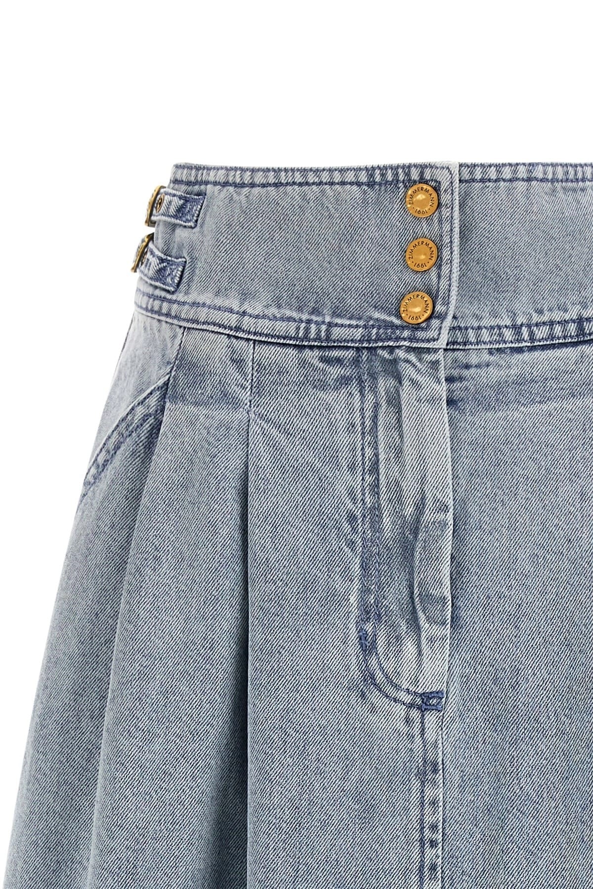 Zimmermann Zimmermann Light Blue Denim Midi Skirt