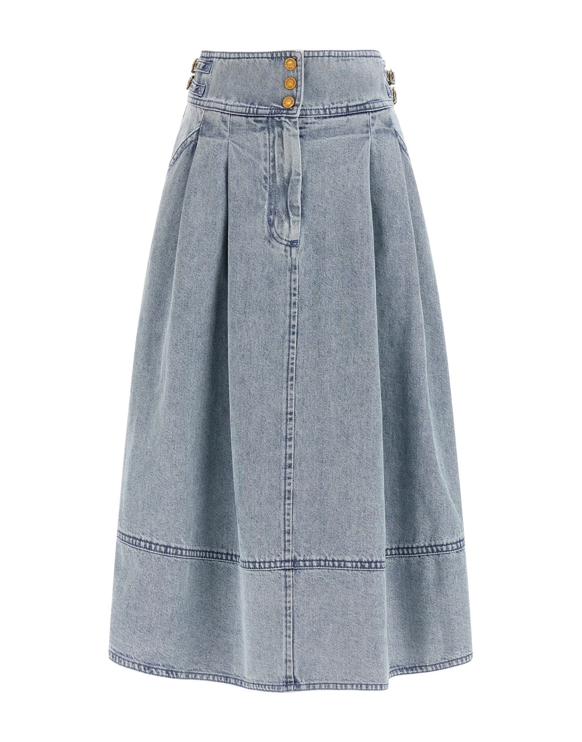 Zimmermann Zimmermann Light Blue Denim Midi Skirt