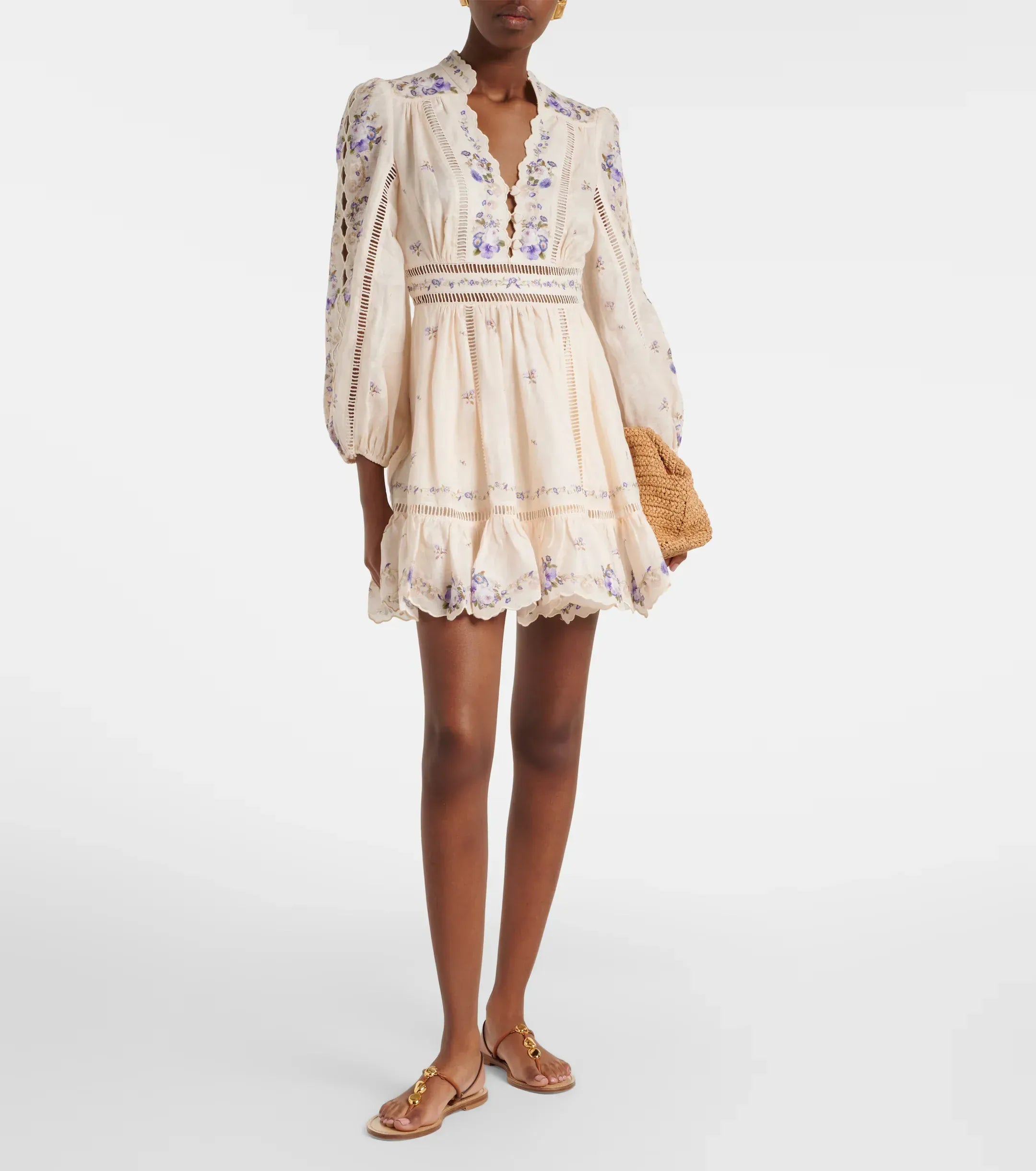 Zimmermann Patience Floral Linen Mini Dress - alternate view