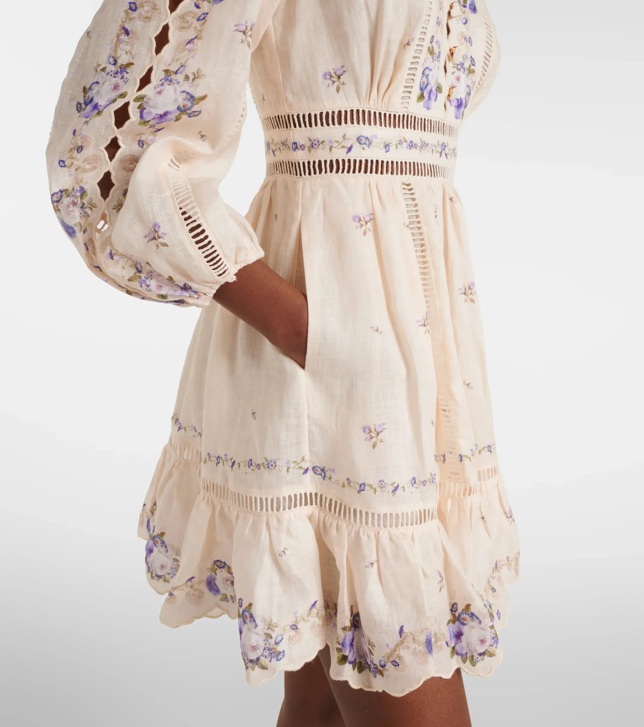 Zimmermann Patience Floral Linen Mini Dress | Sendegaro BR Zimmermann Patience Floral Linen Mini Dress | Sendegaro BR