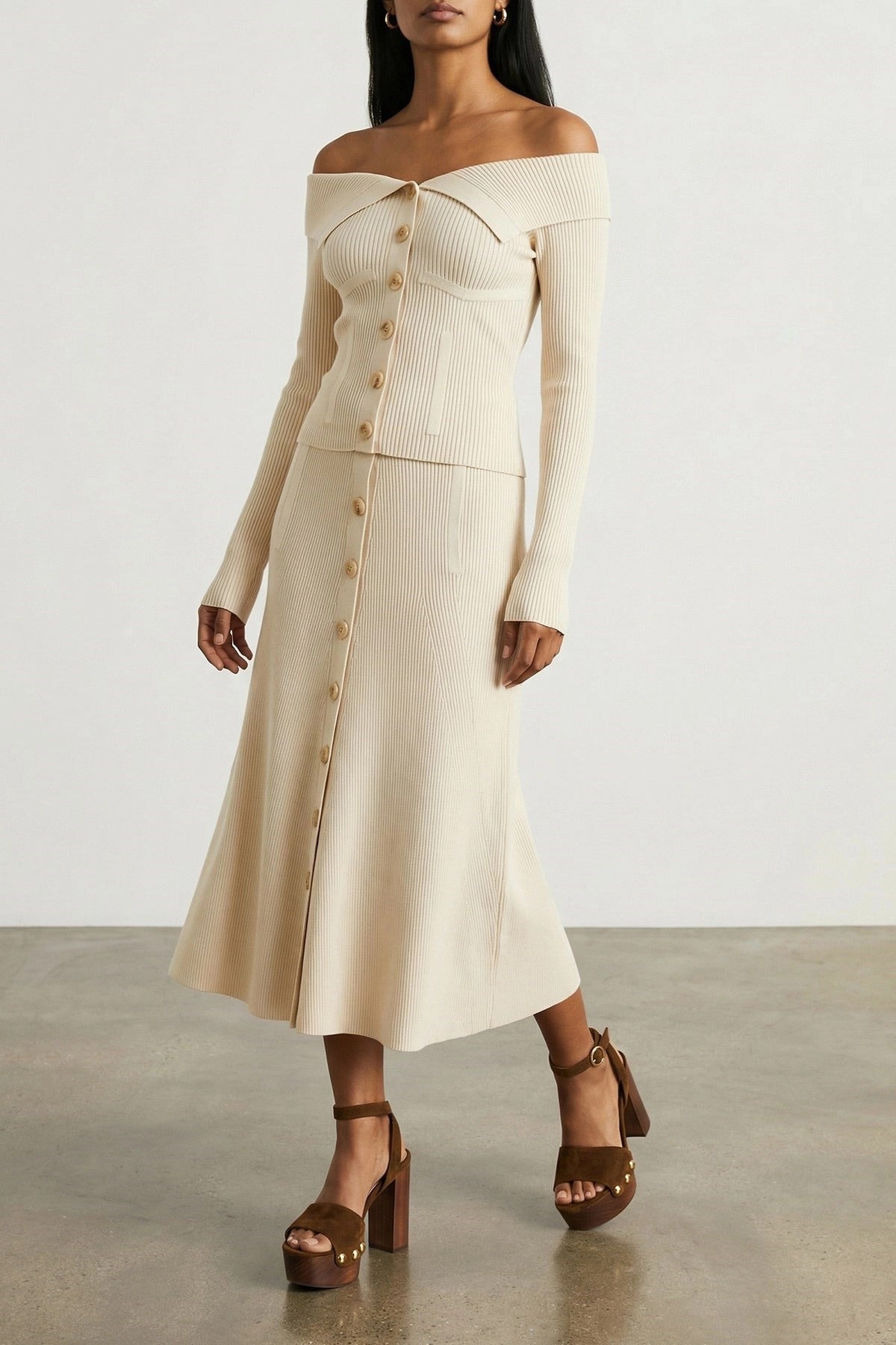 Zimmermann Rebellion Ribbed Midi Skirt