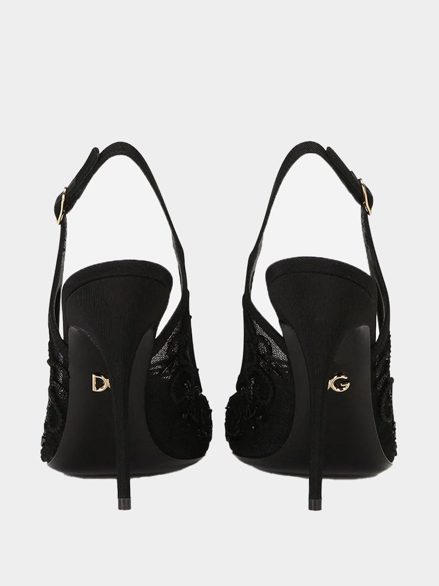 Dolce & Gabbana Bead-Embellished Sling-Back Pumps