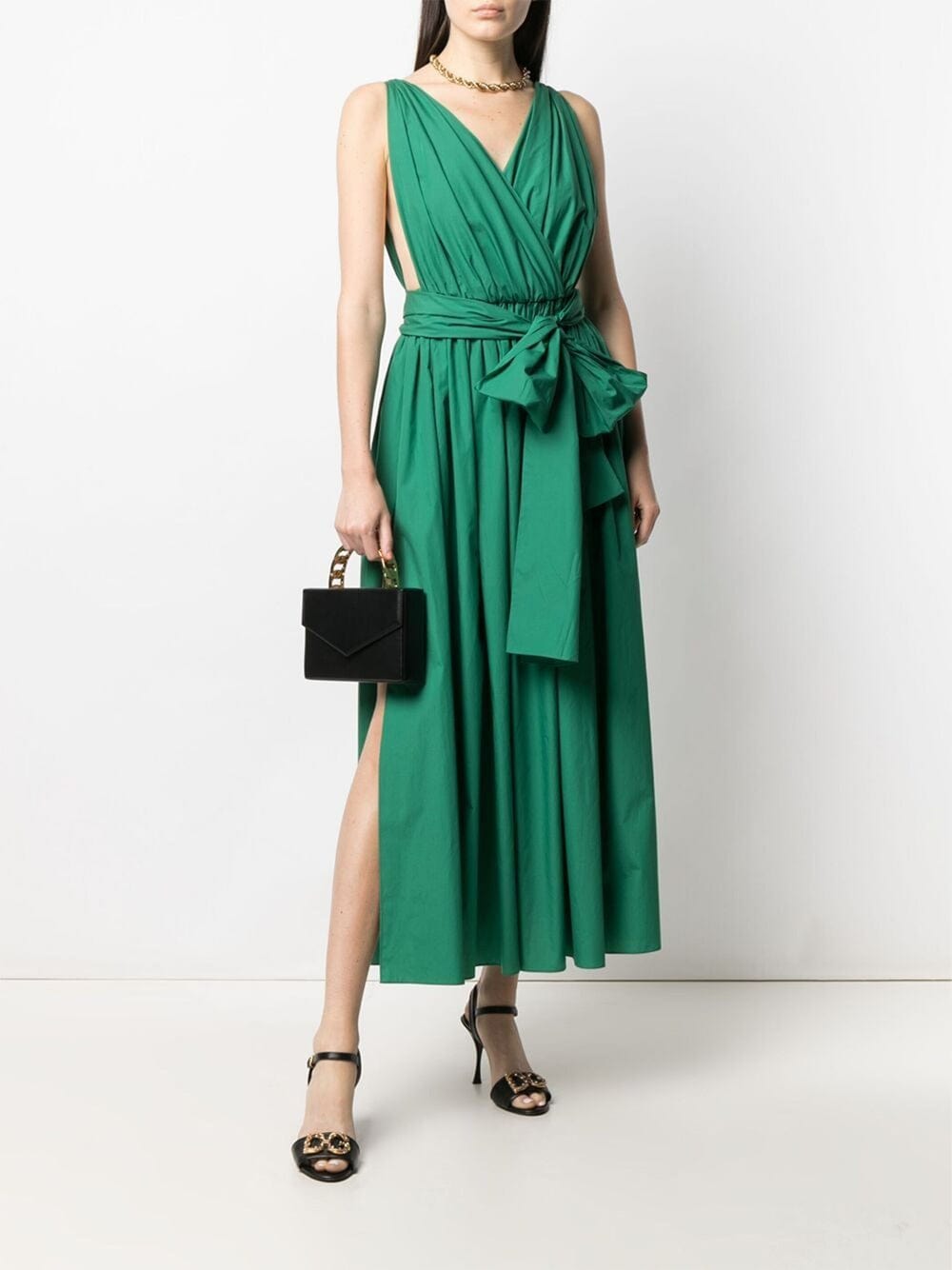 Dolce & Gabbana Belted Pleated Midi Dress