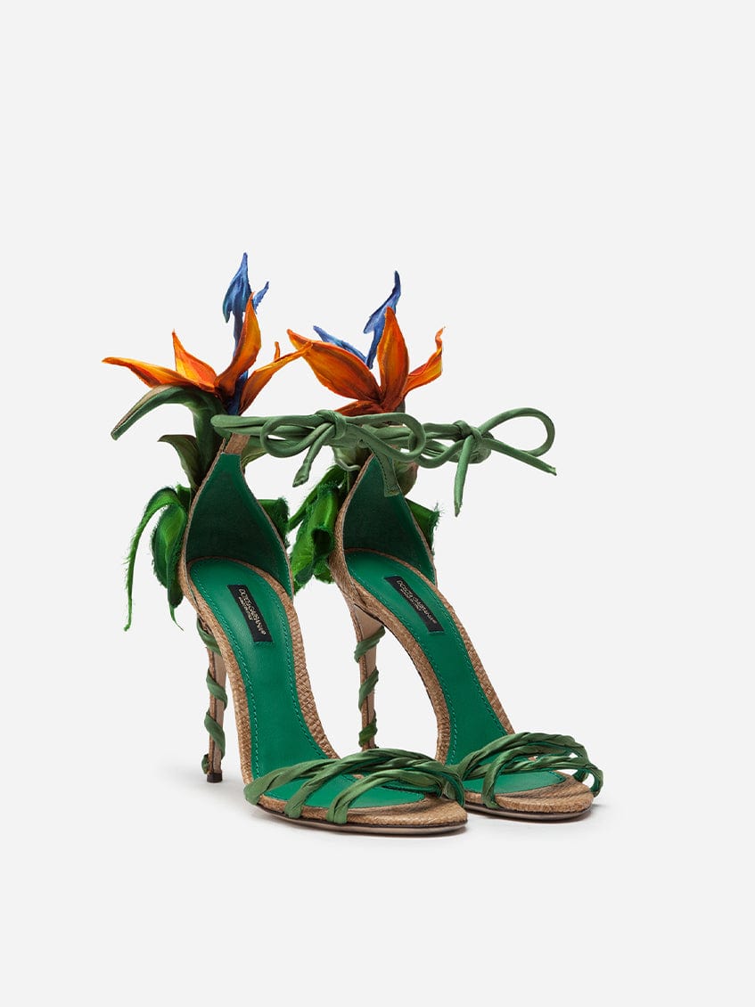 Dolce & Gabbana Bird of Paradise Satin Sandals