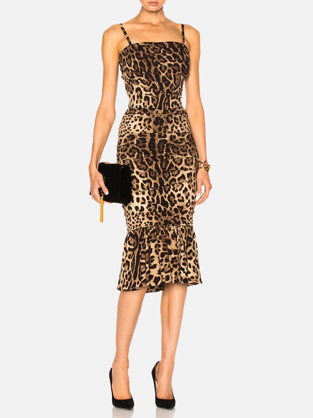 Dolce & Gabbana Cady Stretch Leopard Print Dress