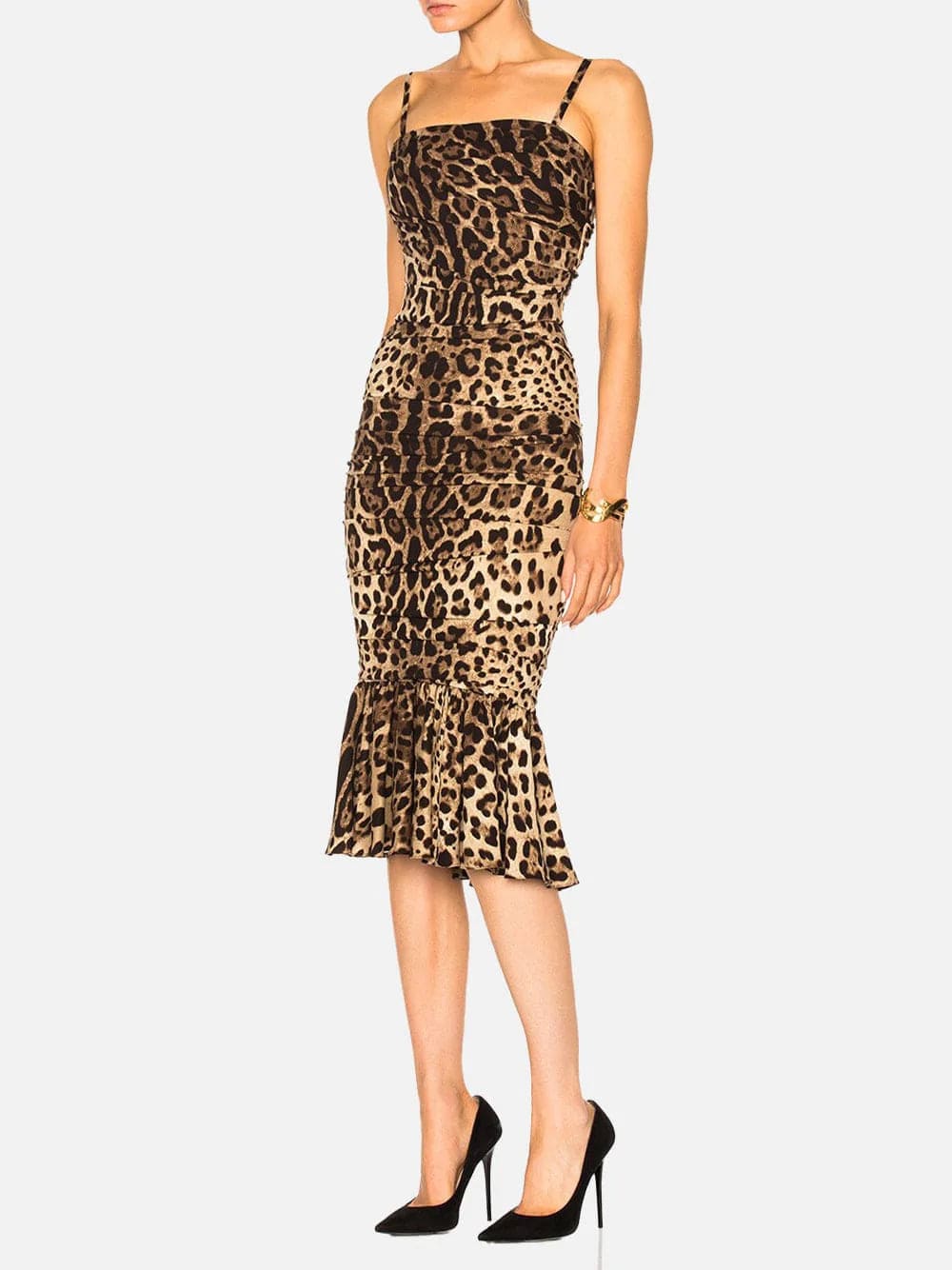 Dolce & Gabbana Cady Stretch Leopard Print Dress