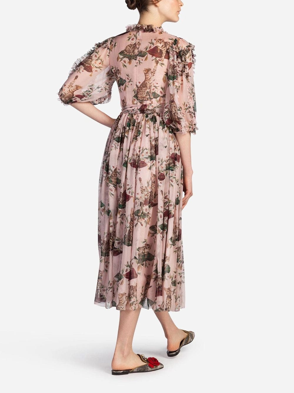 Dolce & Gabbana Cat & Floral Chiffon Wrap Dress | Sendegaro Dolce & Gabbana Cat & Floral Chiffon Wrap Dress | Sendegaro