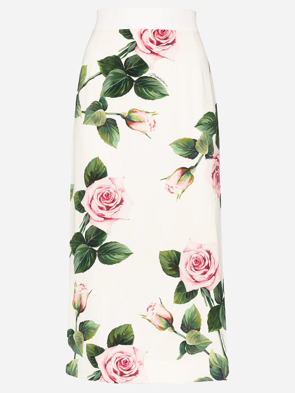 Dolce & Gabbana Charmeuse Floral-Print Midi Skirt