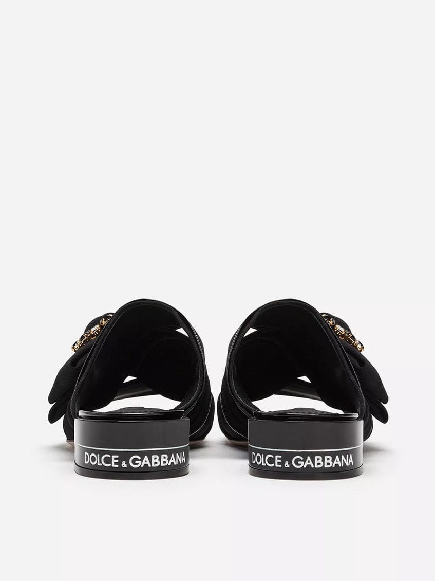 Dolce & Gabbana Charmeuse With Bow And Crystals Slides