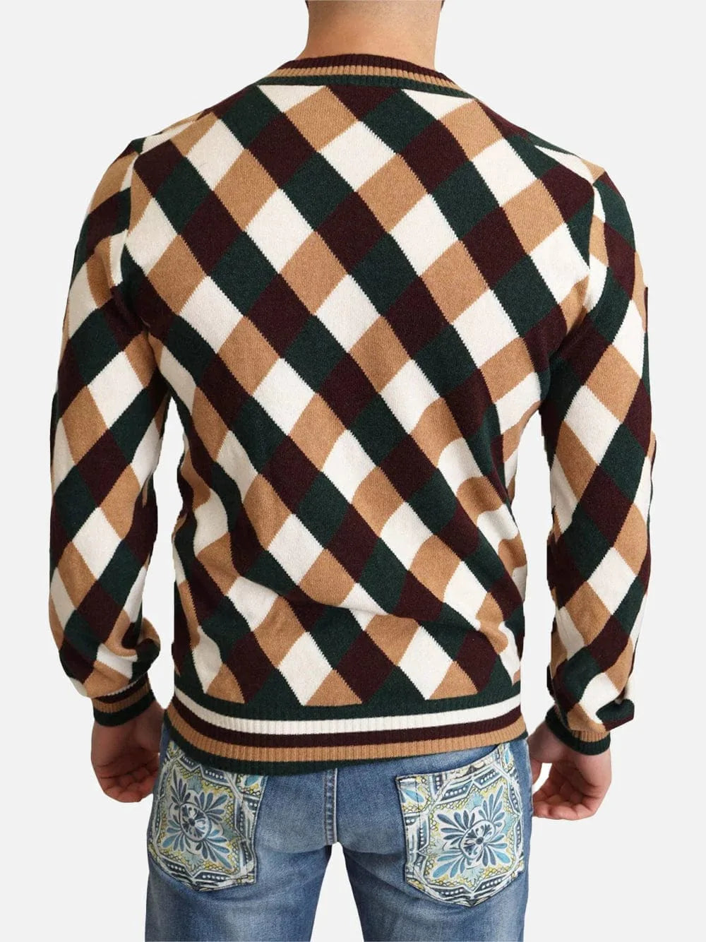 Dolce & Gabbana Checked V-Neck Knitted Sweater