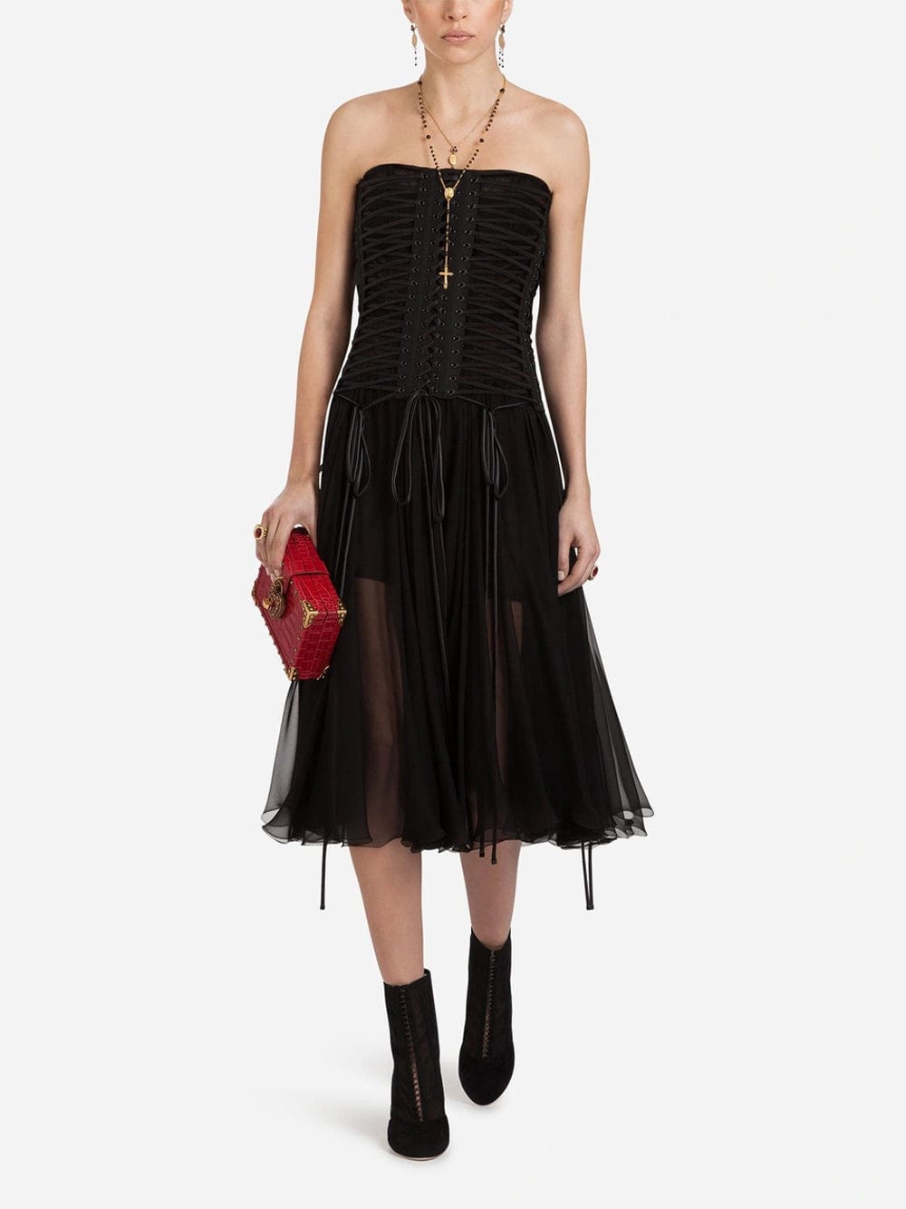 Dolce & Gabbana Chiffon Strapless Bustier Dress