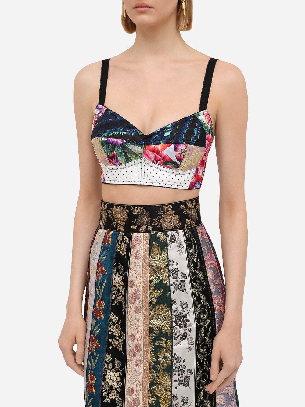Dolce & Gabbana Cropped Corset Patchwork Bustier
