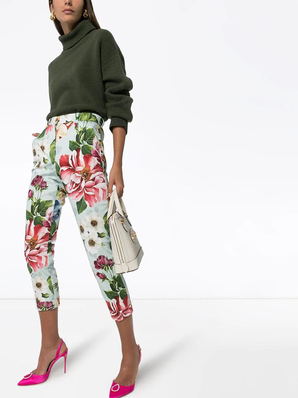 Dolce & Gabbana Cropped Floral-Print Pants