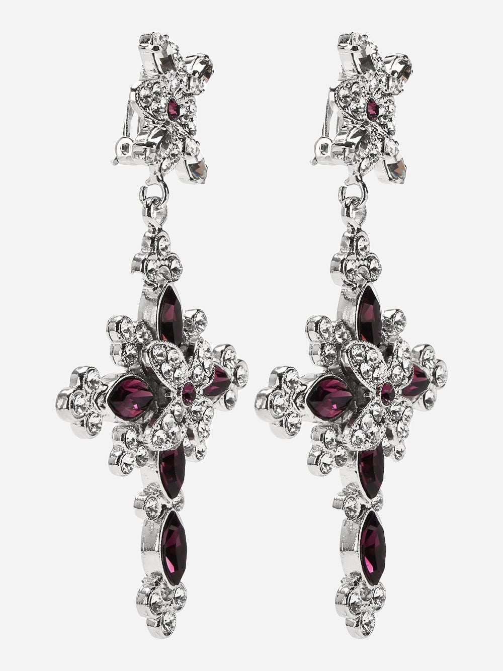 Dolce & Gabbana Crystal Embellished Cross Earrings