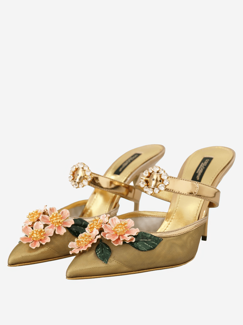 Dolce & Gabbana Crystal Embellished Floral Appliqué Sandals