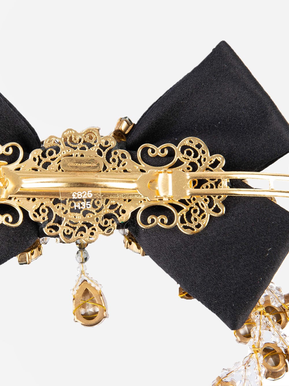 Dolce & Gabbana Crystal Embellished Ribbon Brooch Hair Clip