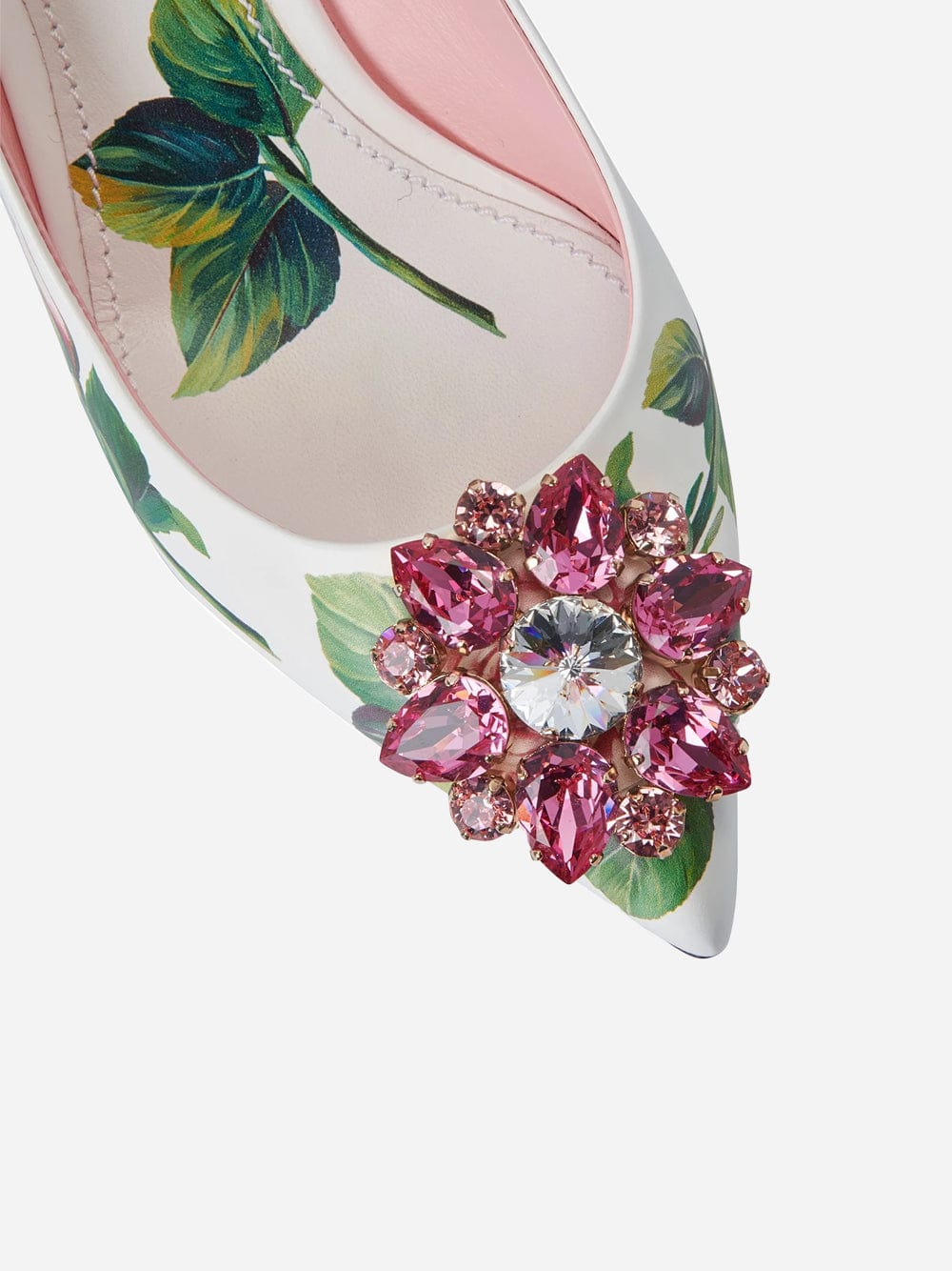 Dolce & Gabbana Crystal Embellished Rose Slingback Sandals
