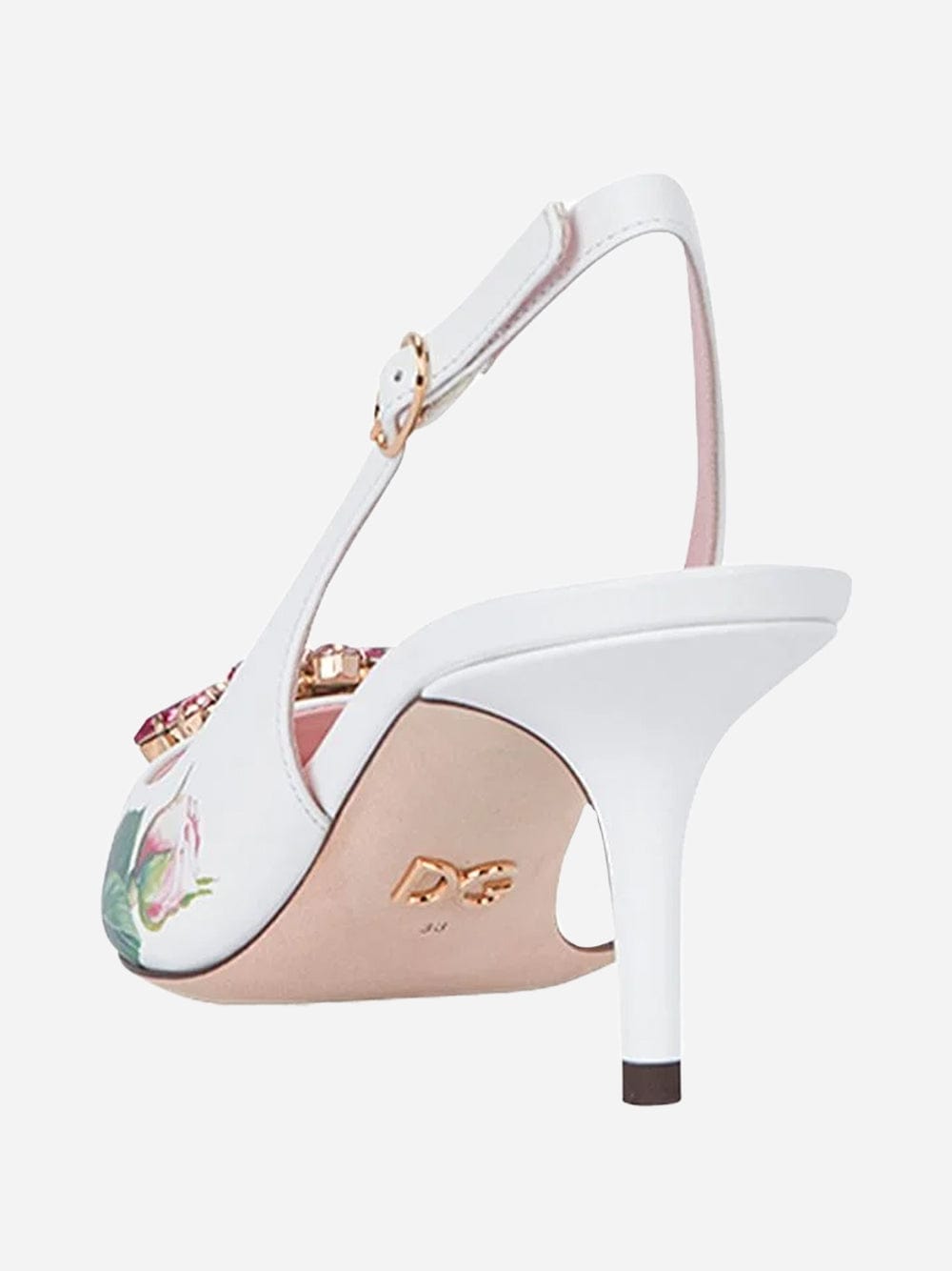 Dolce & Gabbana Crystal Embellished Rose Slingback Sandals