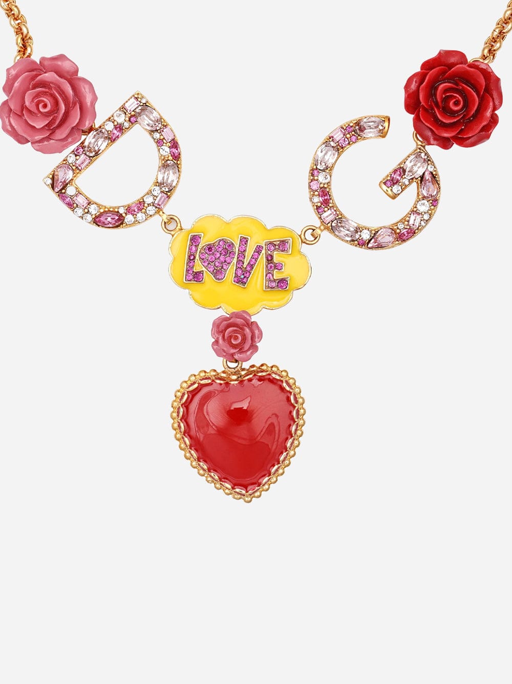 Dolce & Gabbana Crystal Logo Embellished Charm Necklace
