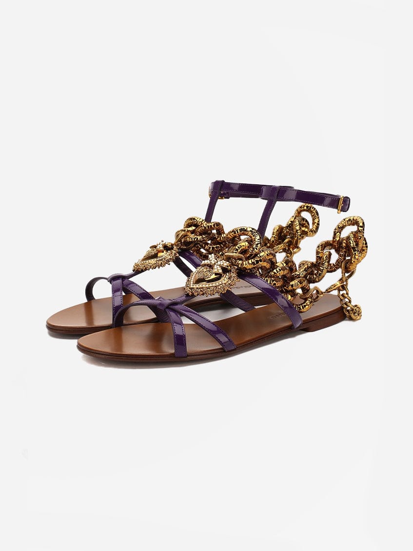 Dolce & Gabbana Devotion Chain Leather Sandals