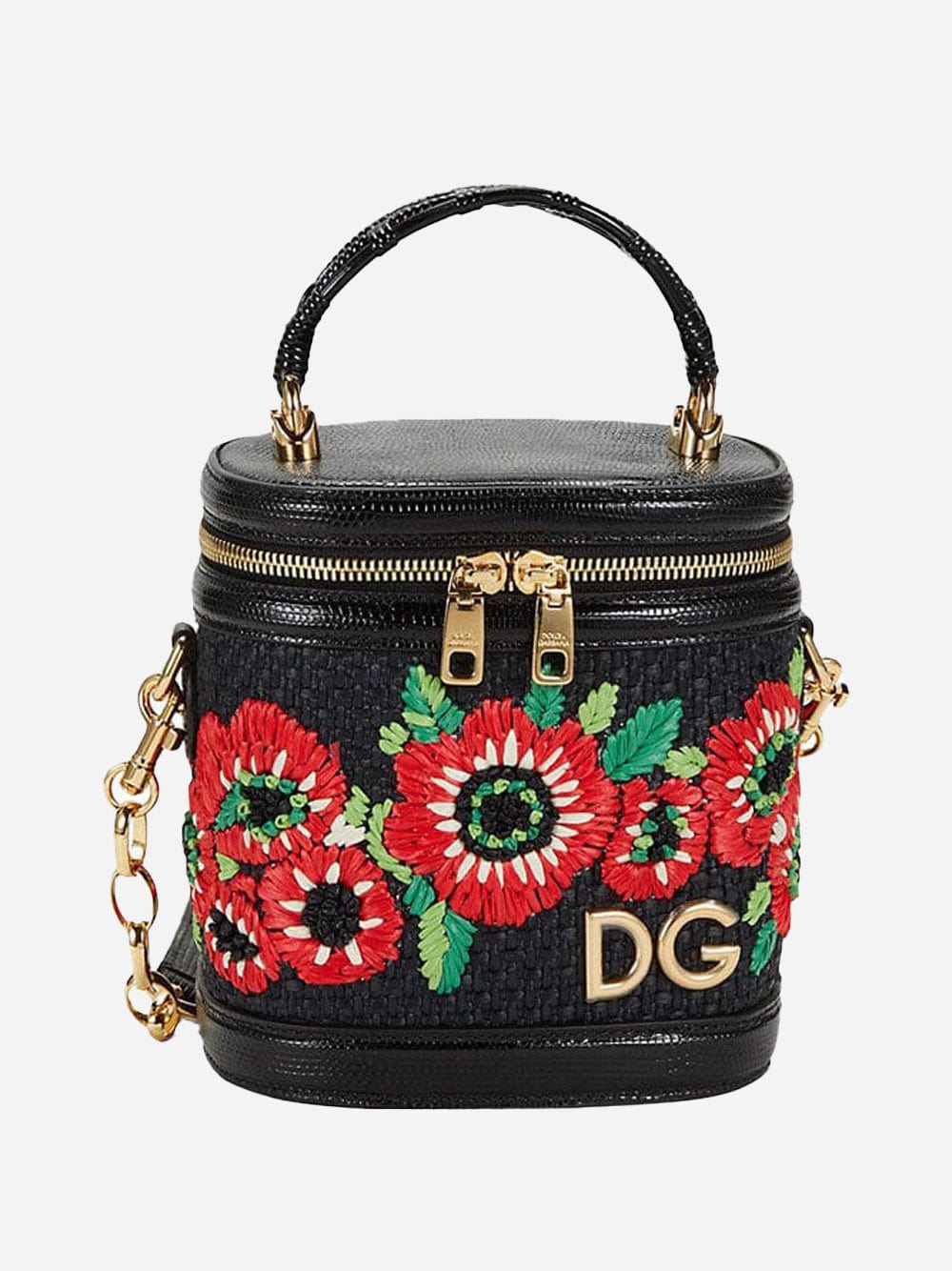 Dolce & Gabbana DG Girls Floral Raffia Bucket Bag