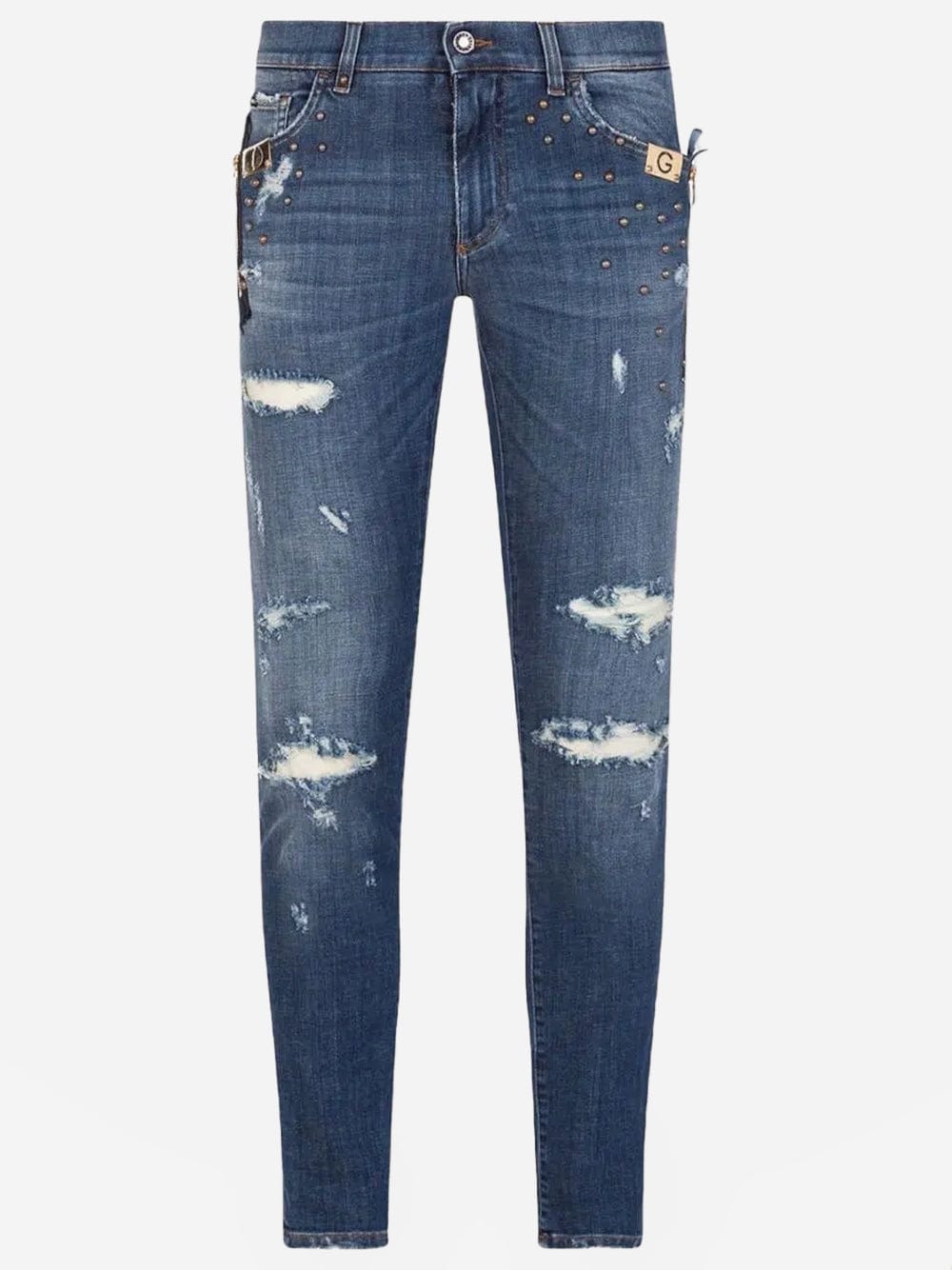 Dolce & Gabbana Distressed Logo Skinny Jeans