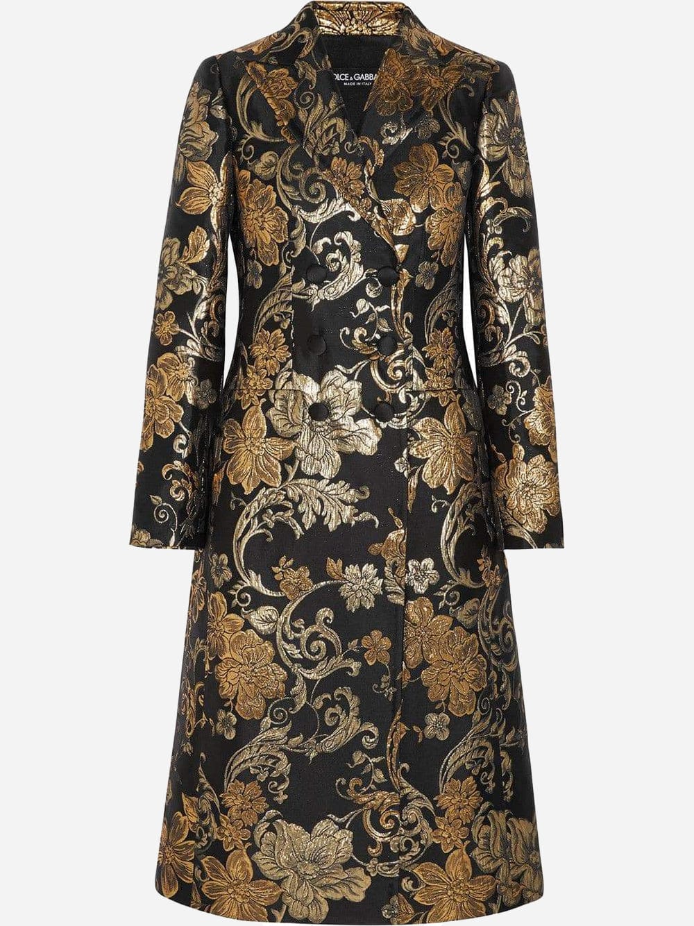 Dolce & Gabbana Double-Breasted Floral-Jacquard Coat