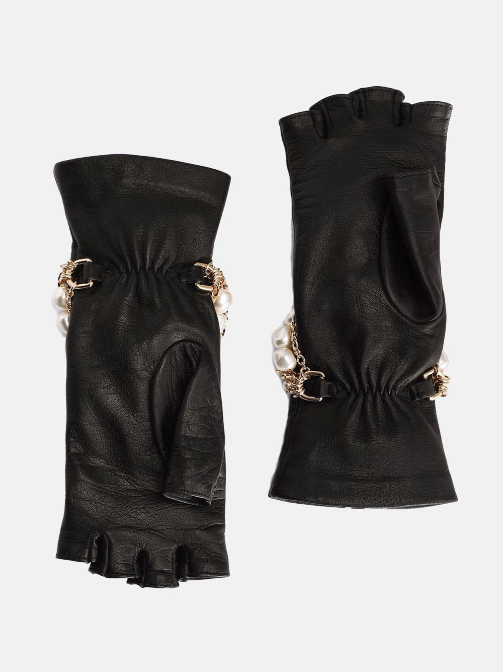 Dolce & Gabbana Embellished Fingerless Leather Gloves