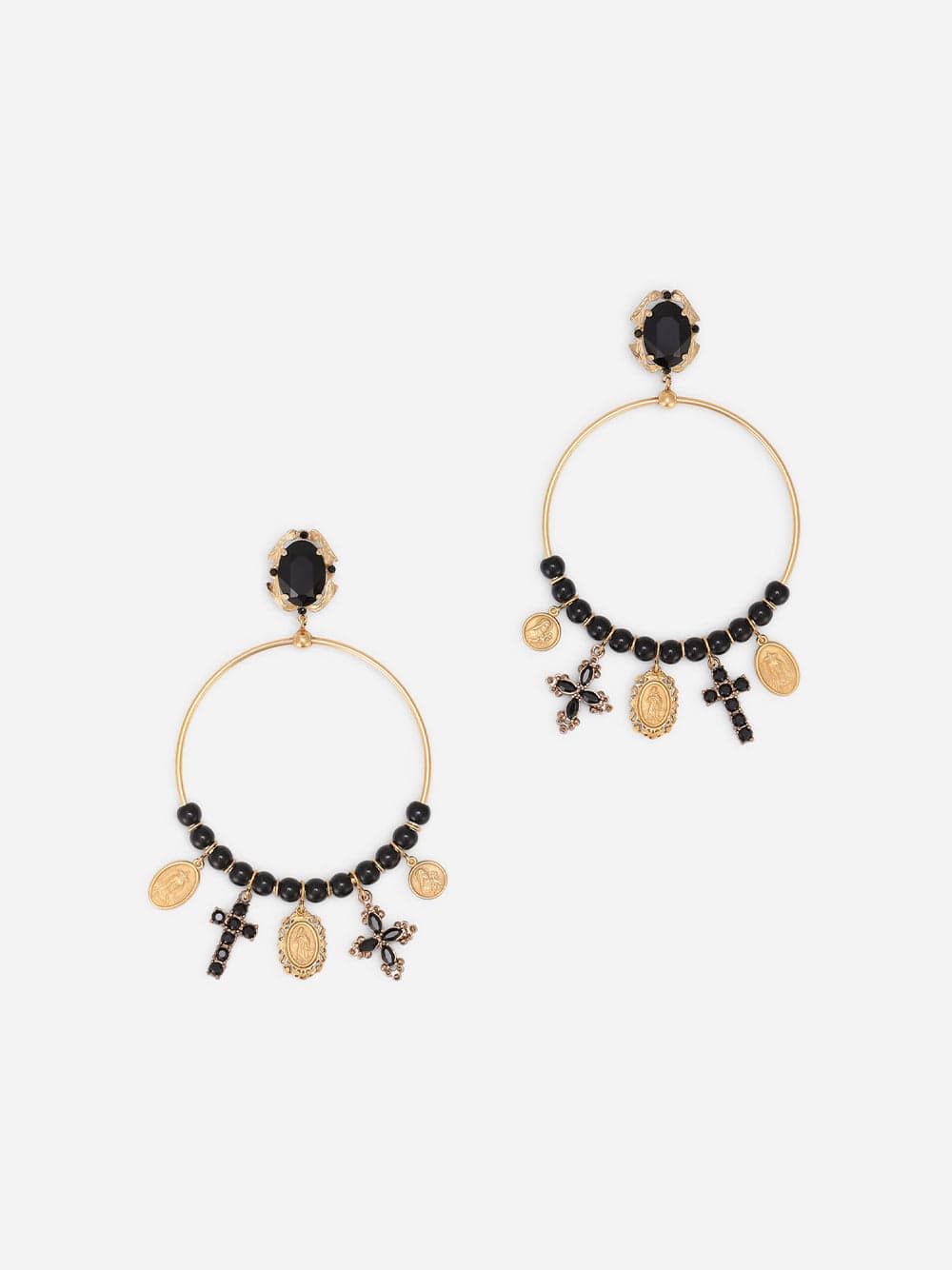 Dolce & Gabbana Embellished Hoop-Drop Earrings