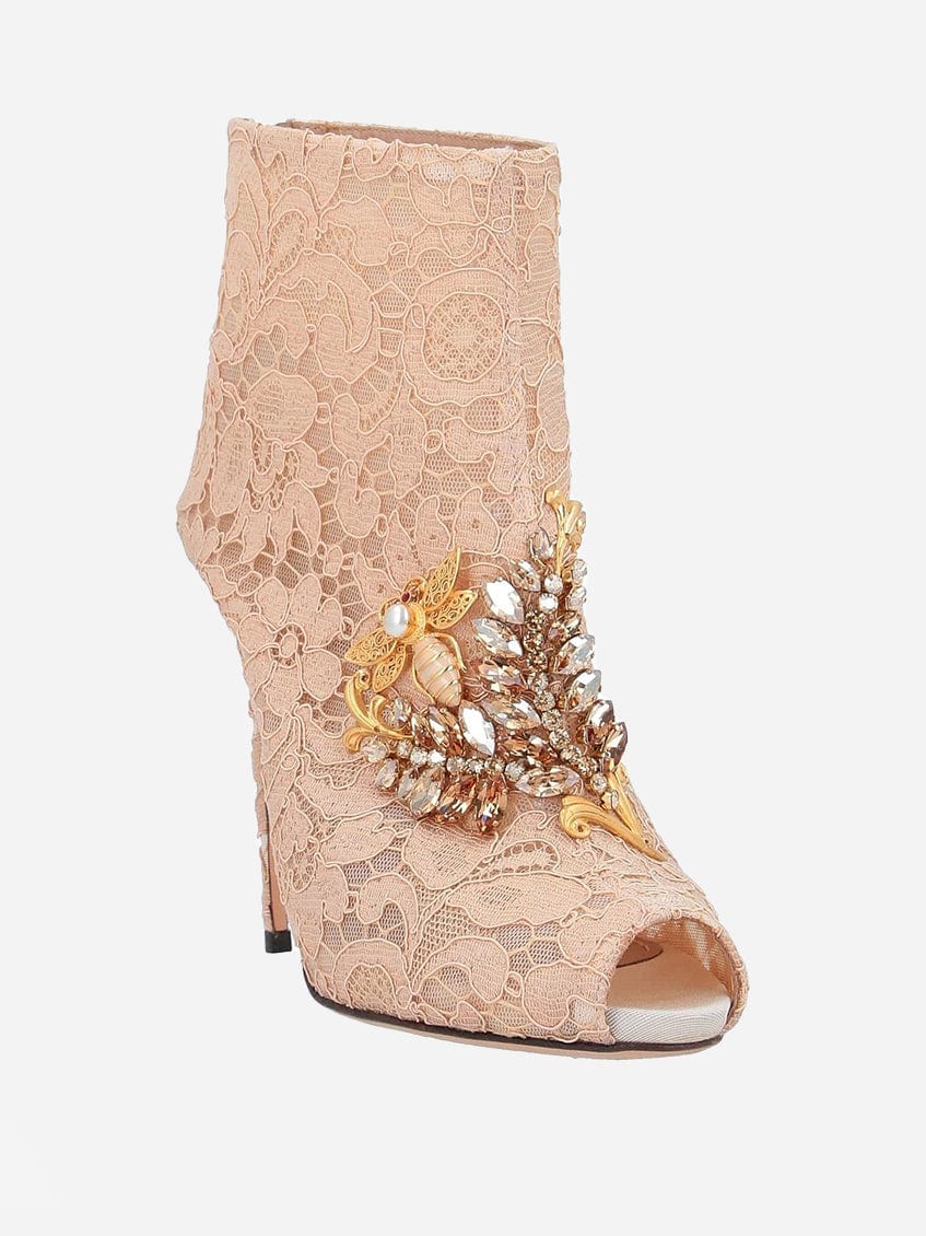 Dolce Gabbana Embellished Lace Ankle Boots Sendegaro ID