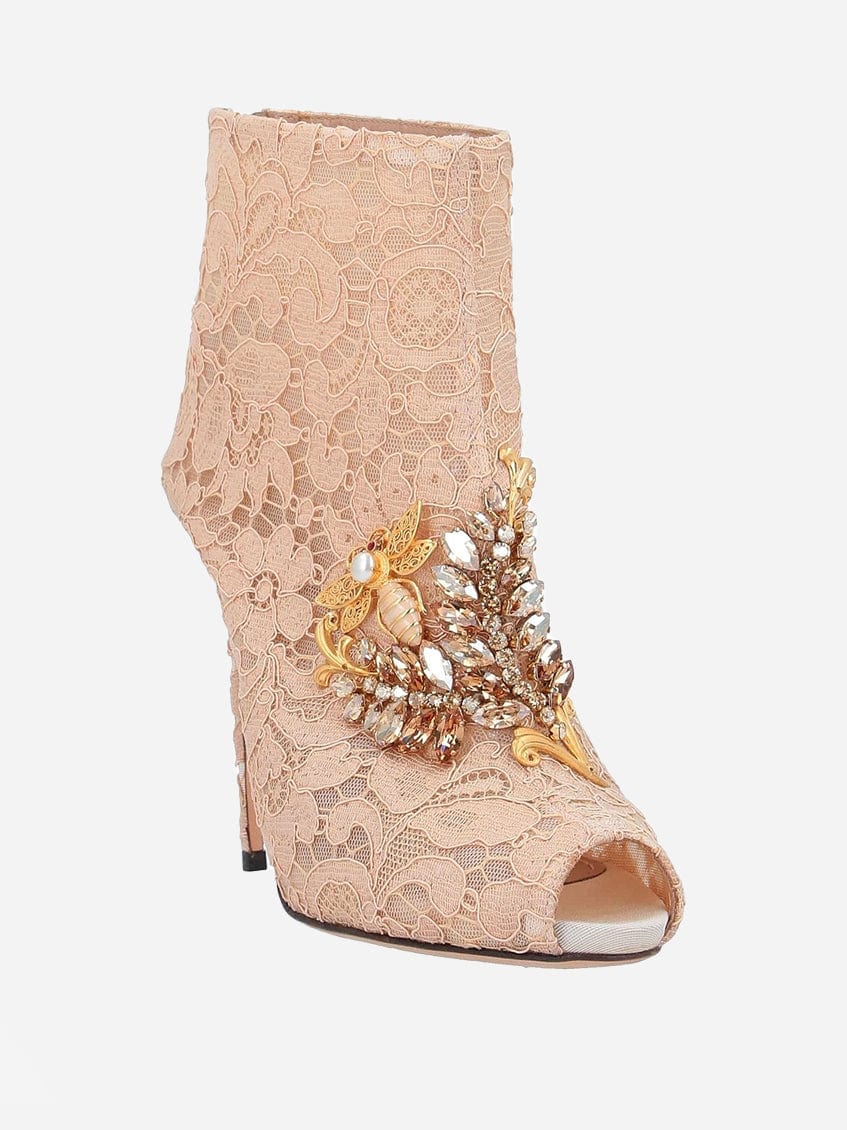 Dolce & Gabbana Embellished Lace Ankle Boots