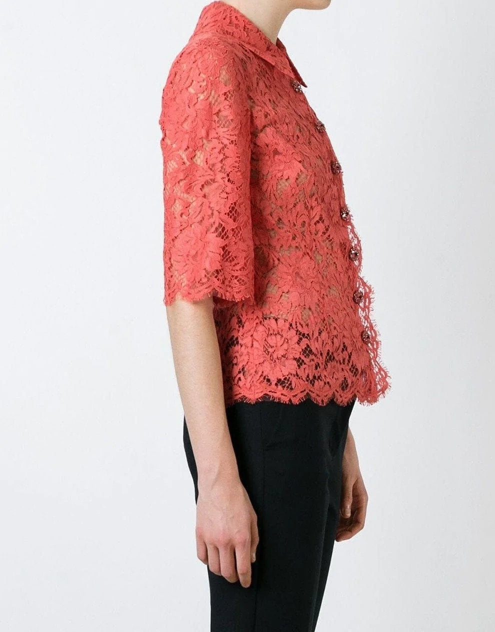 Dolce & Gabbana Embellished Lace Blouse | Sendegaro US Dolce & Gabbana Embellished Lace Blouse | Sendegaro US
