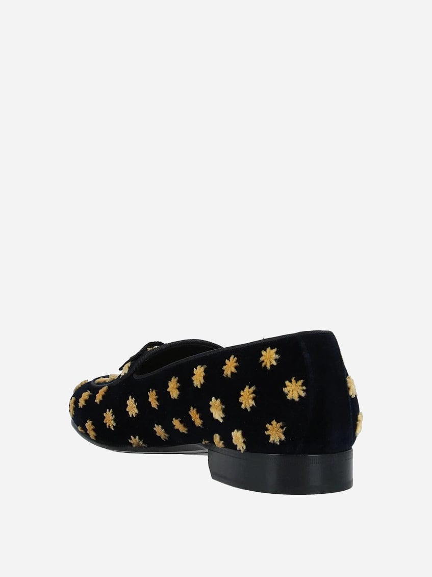 EMBELLISHED VELVET LOAFERS - Black