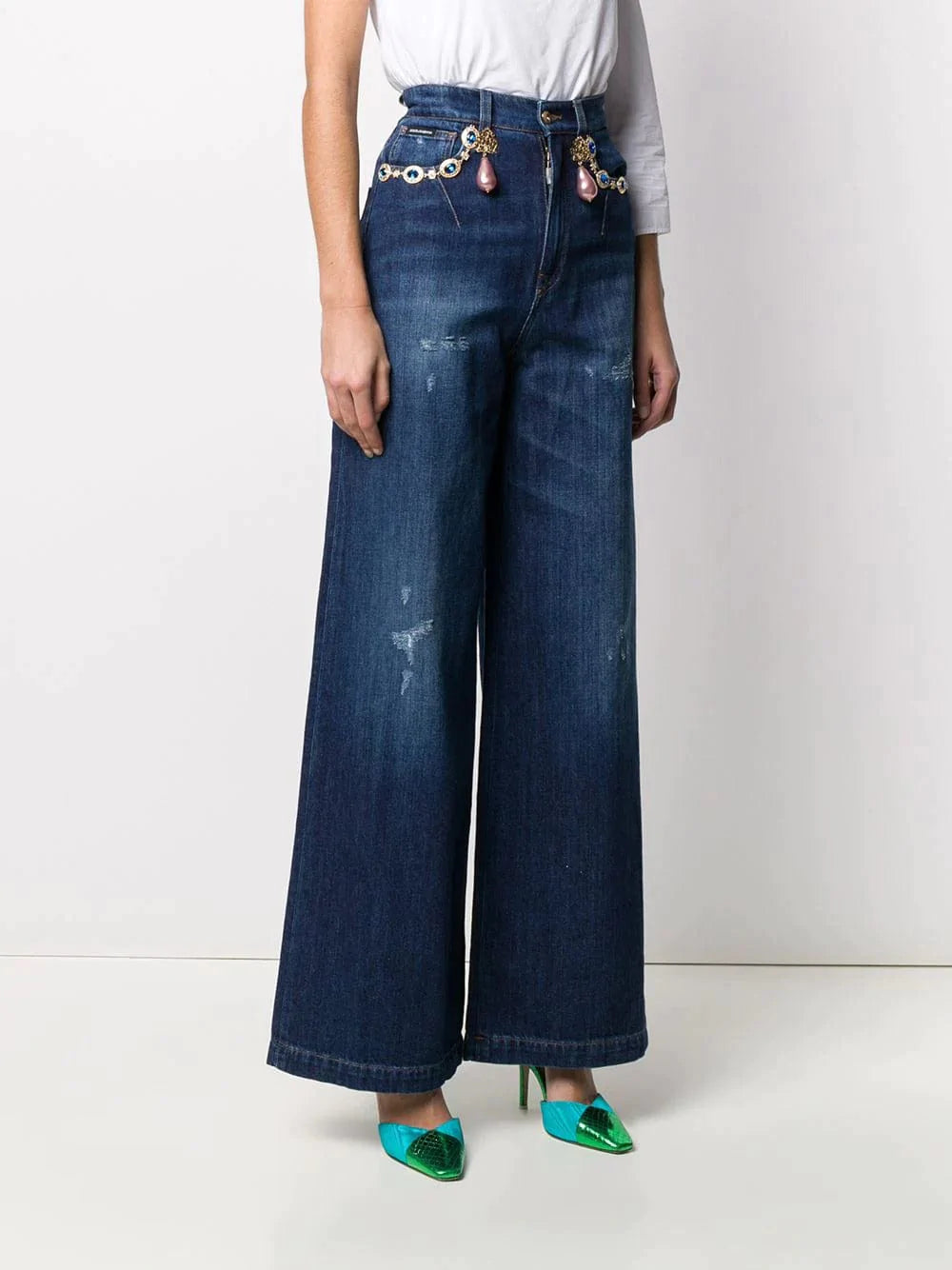 Dolce & Gabbana Embellished Wide-Leg Jeans