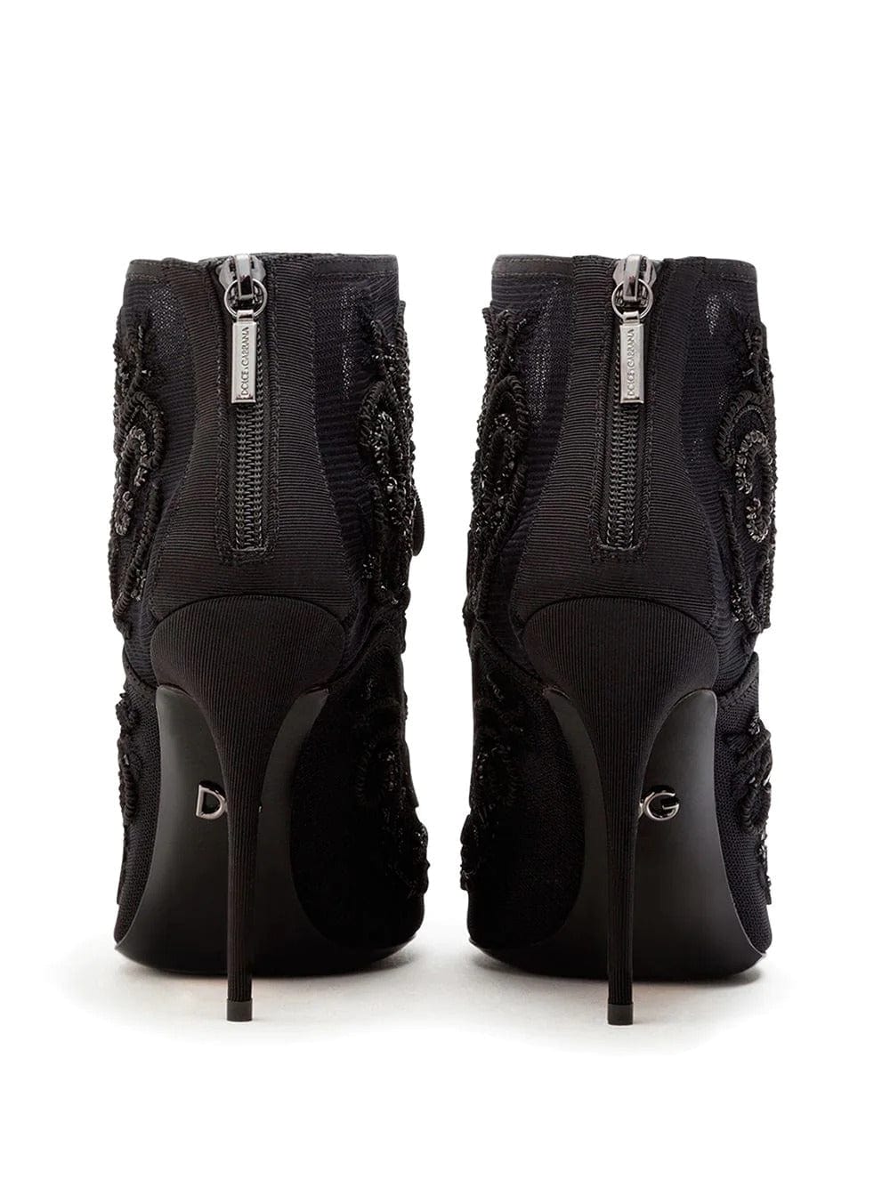 Dolce & Gabbana Embroidered Lace-Up Ankle Boots
