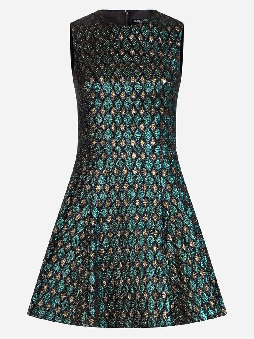Dolce & Gabbana Flared Metallic Jacquard Mini Dress