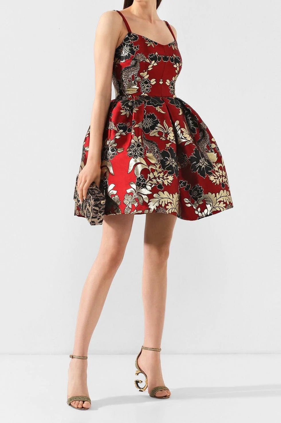 Dolce & Gabbana Floral And Leopard-Brocade Mini Dress