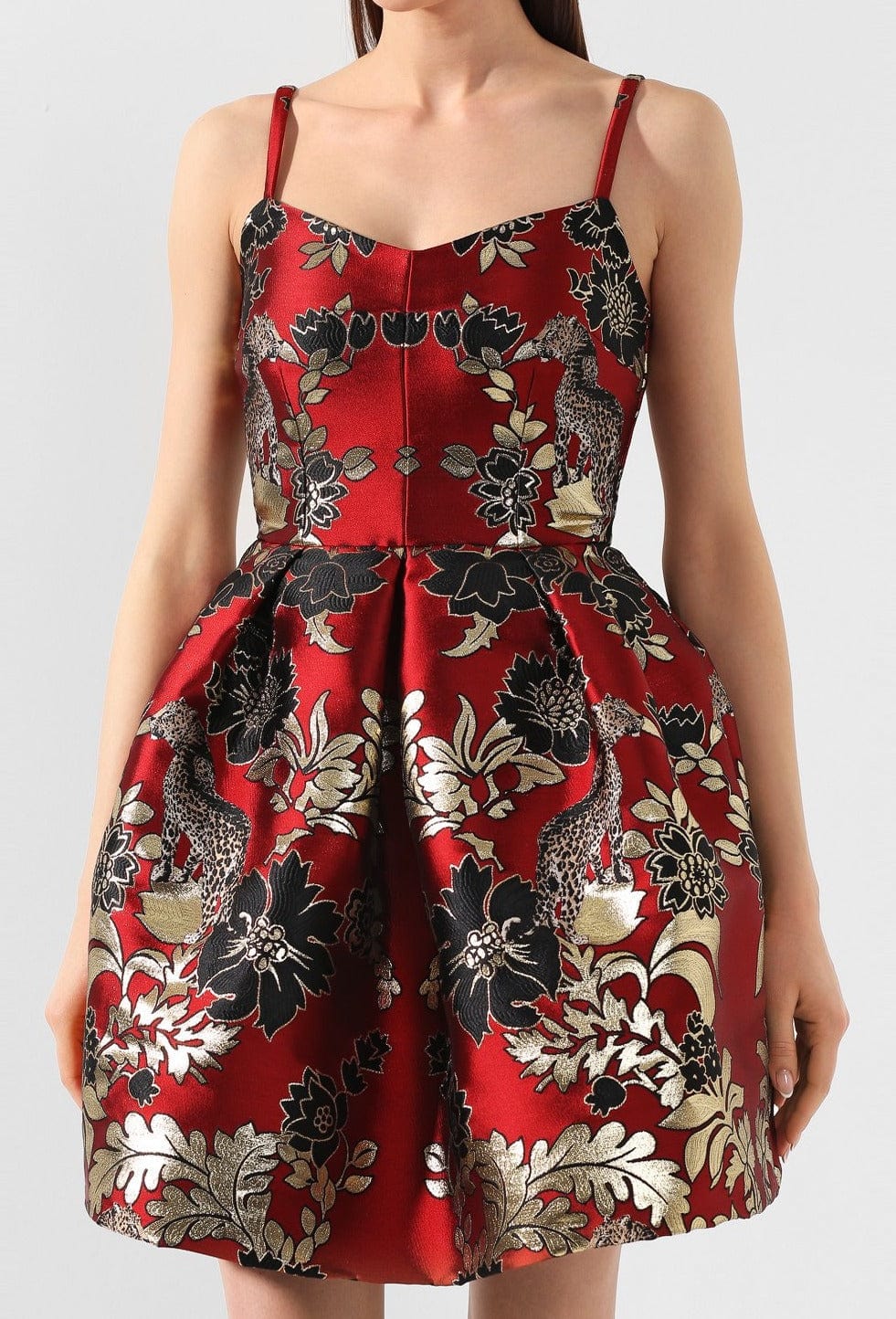 Dolce & Gabbana Floral And Leopard-Brocade Mini Dress
