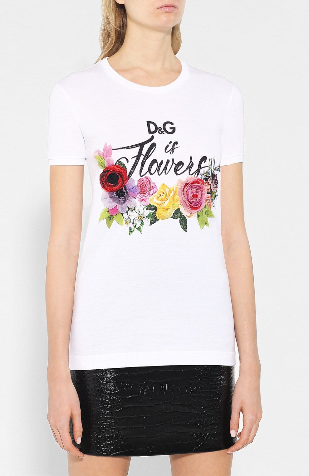 Dolce & Gabbana Floral Appliquéd T-Shirt