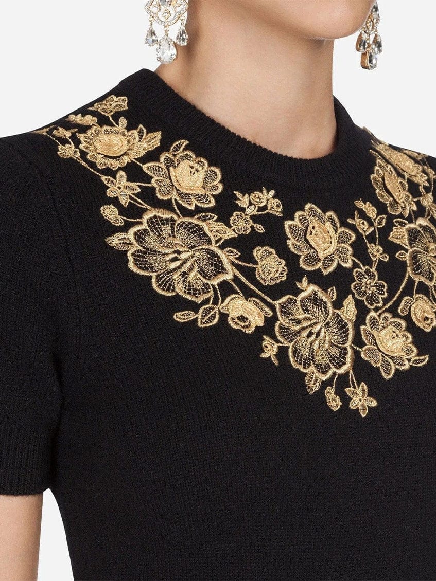 Dolce & Gabbana Floral Embroidery Cashmere Sweater