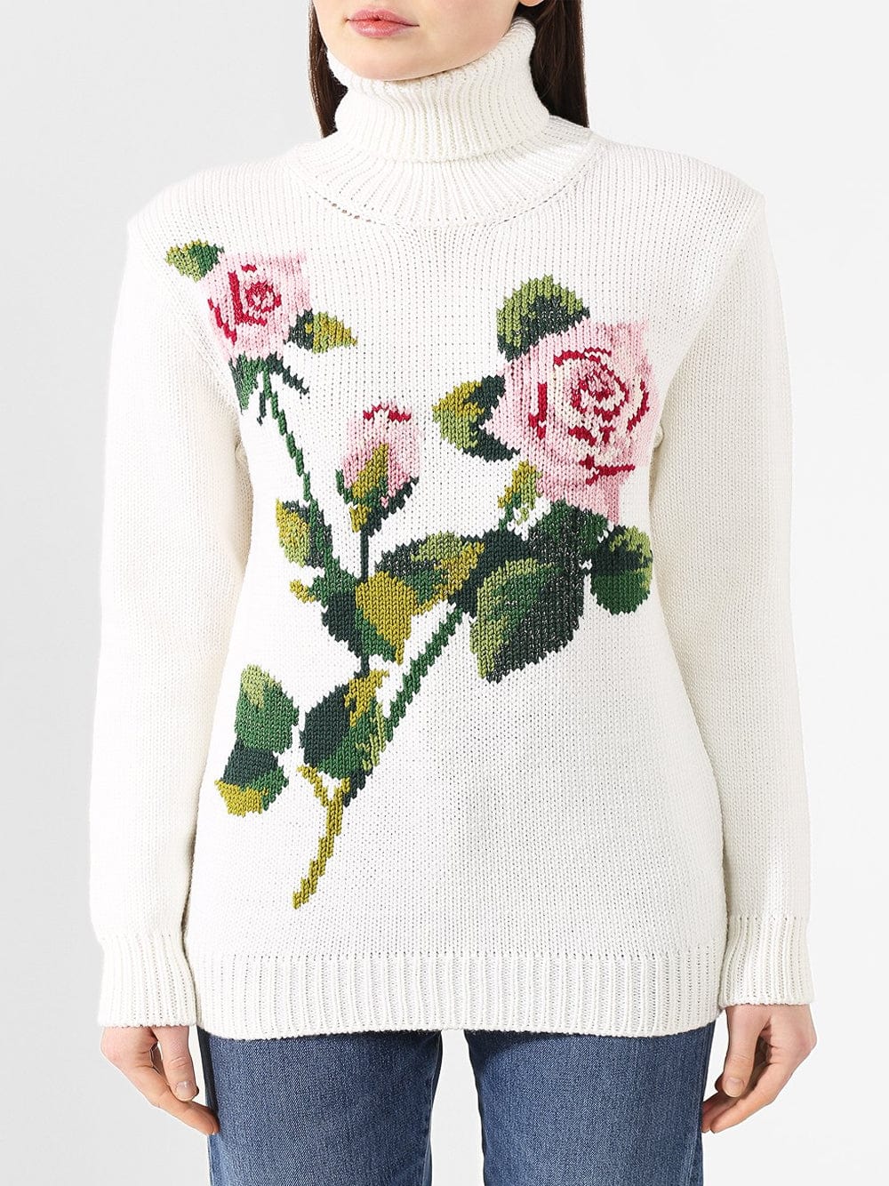 Dolce & Gabbana Floral Knitted Turtle Neck Sweater