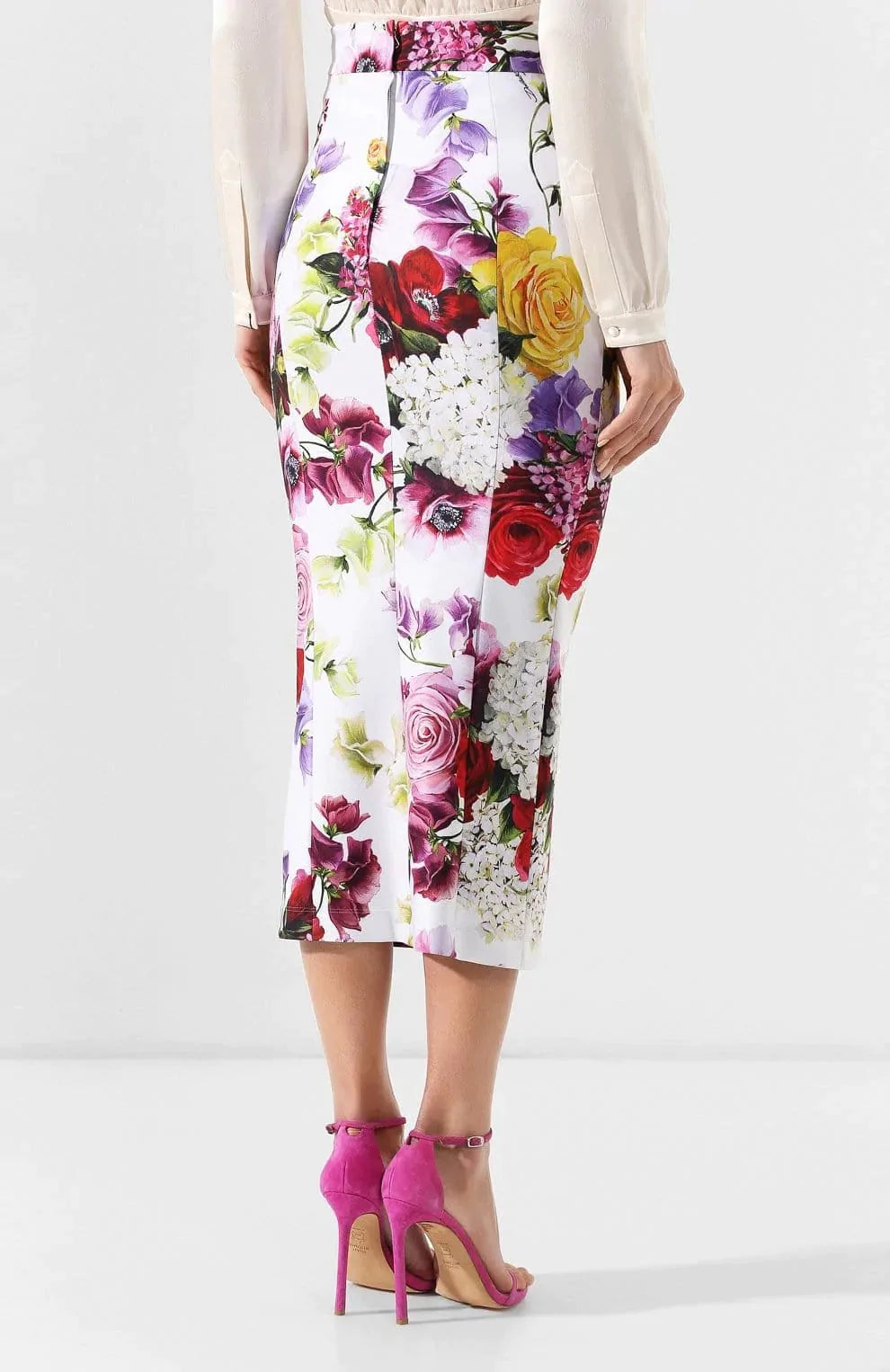 Dolce & Gabbana Floral Print Pencil Midi Skirt
