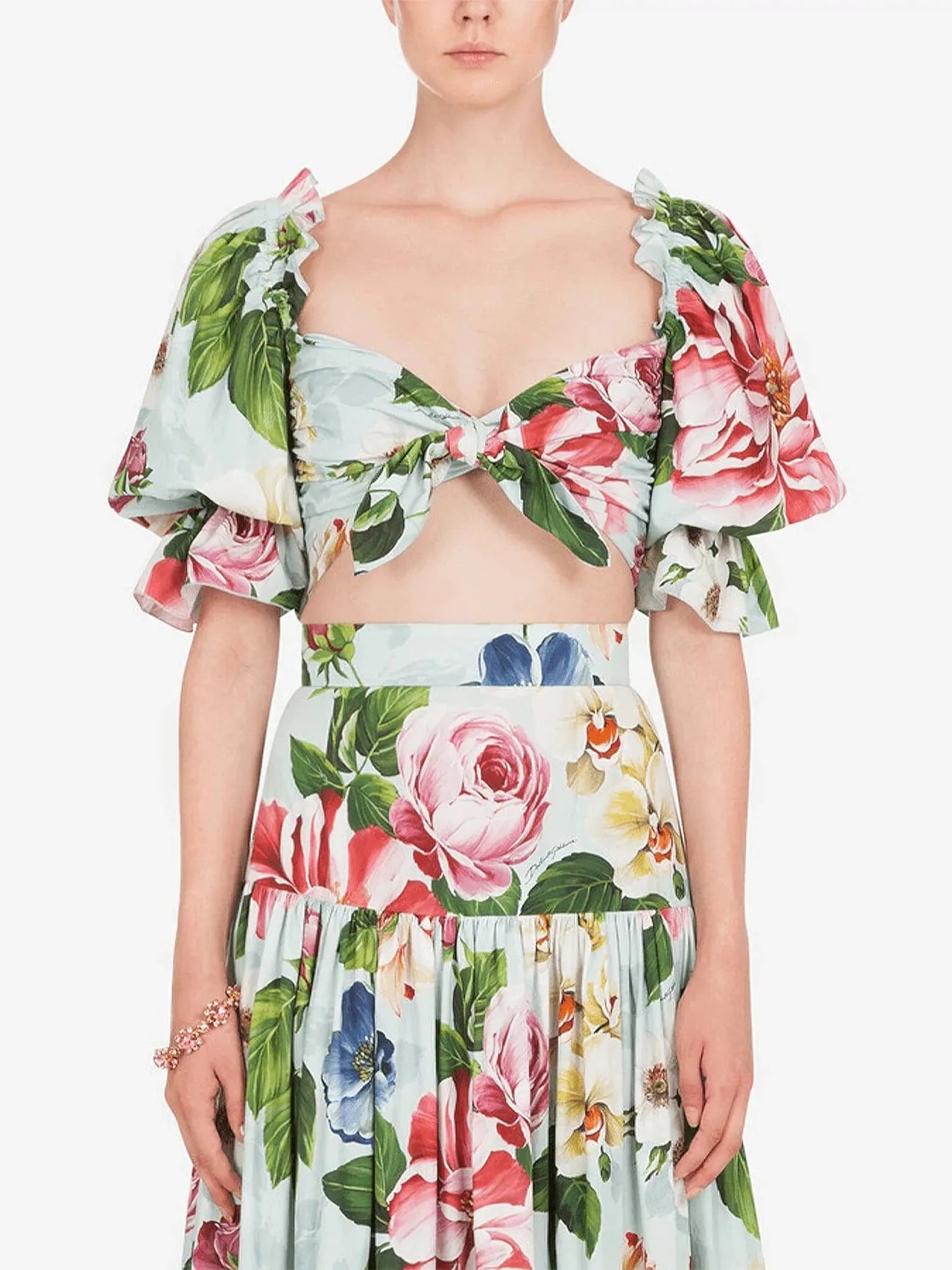 Dolce & Gabbana Floral-Print Poplin Crop Top