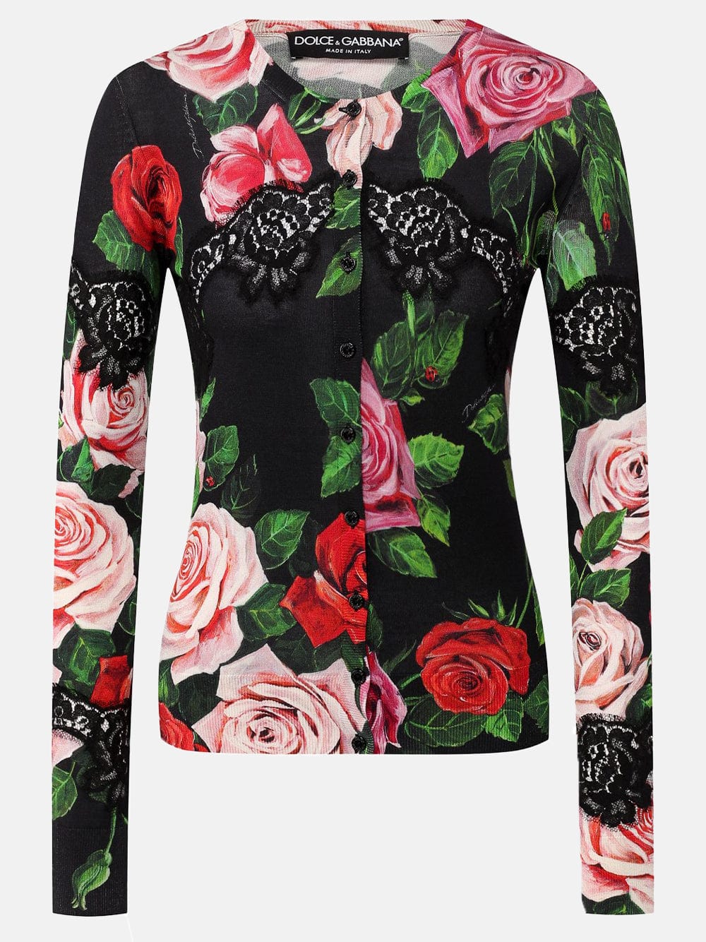 Dolce & Gabbana Floral Print Wool Blend Cardigan
