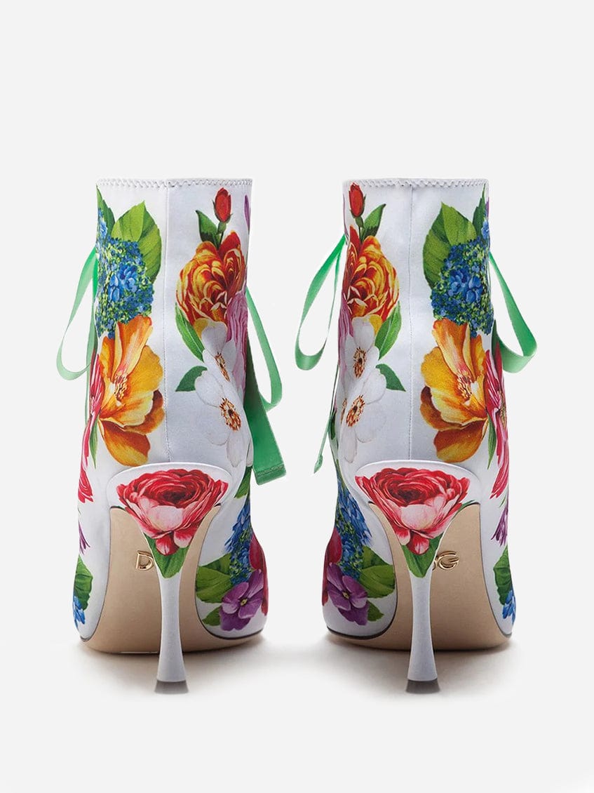 Dolce & Gabbana Geranium Print Lace-Up Boots