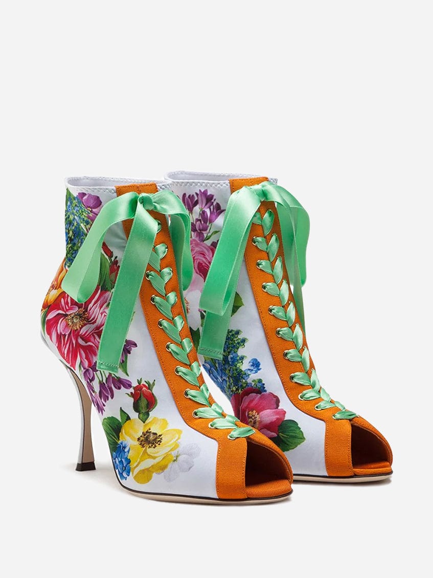 Dolce & Gabbana Geranium Print Lace-Up Boots
