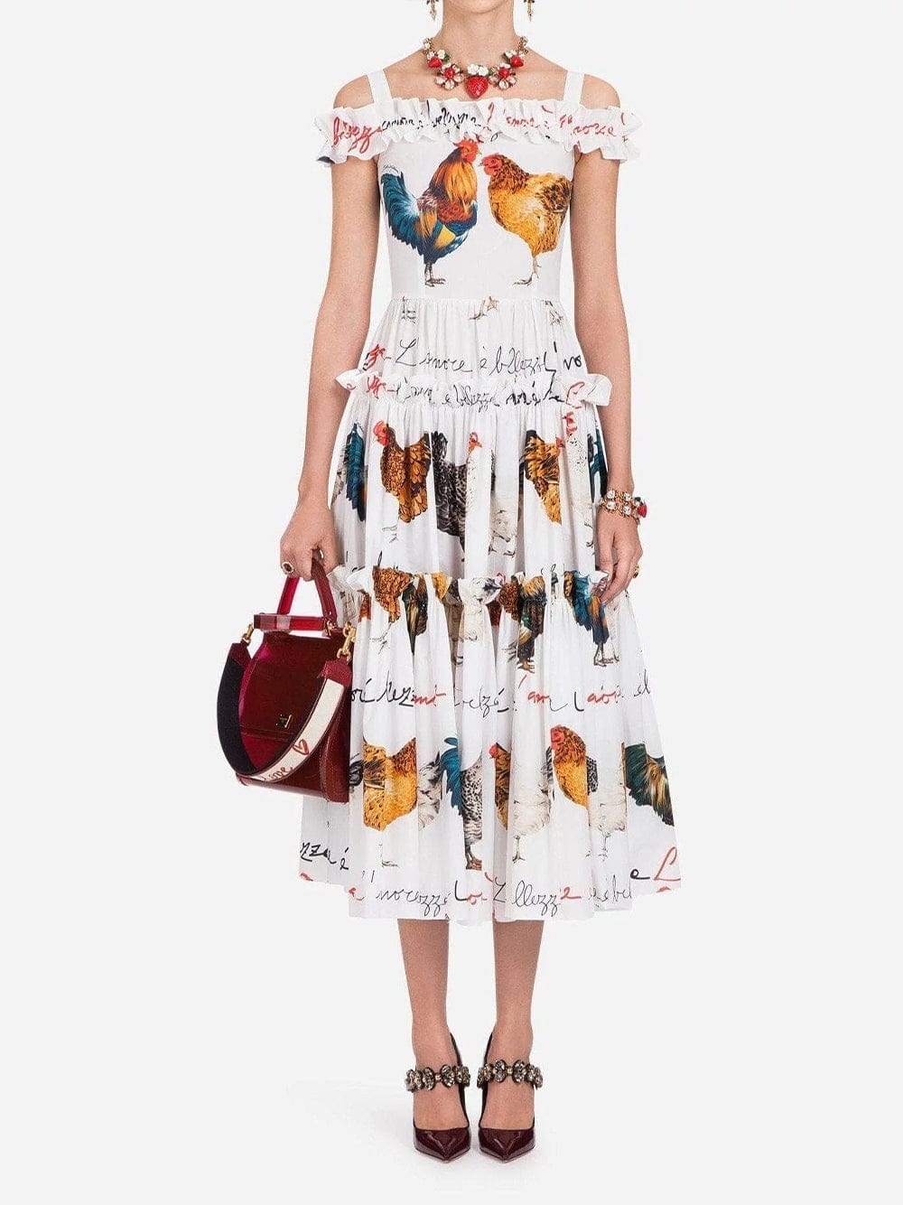 Printed poplin outlet dress