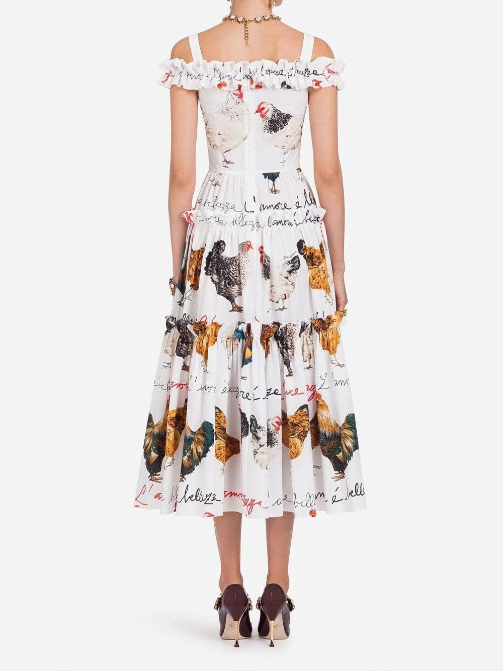 Dolce & Gabbana Hen-Printed Poplin Dress