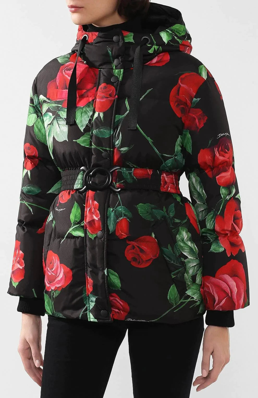 Dolce & Gabbana Hooded Floral-Print Down Jacket
