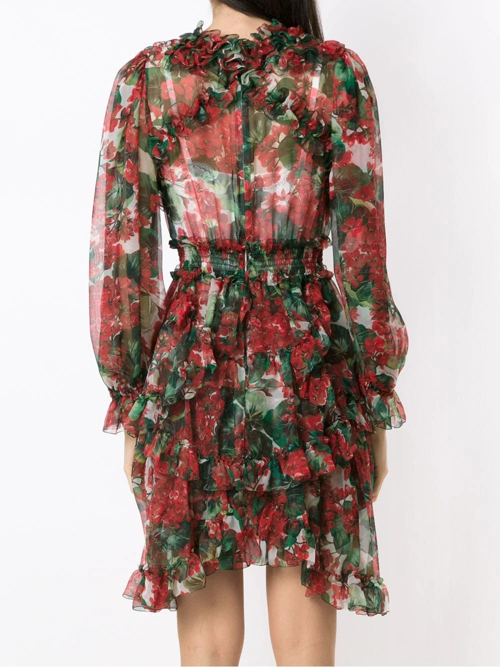 Dolce & Gabbana Hydrangea Ruffled Sheer Dress